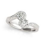 Curved Band Style Two Diamond Ring 5/8 carat White Gold