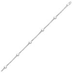 14k White Gold Puffed Heart Anklet