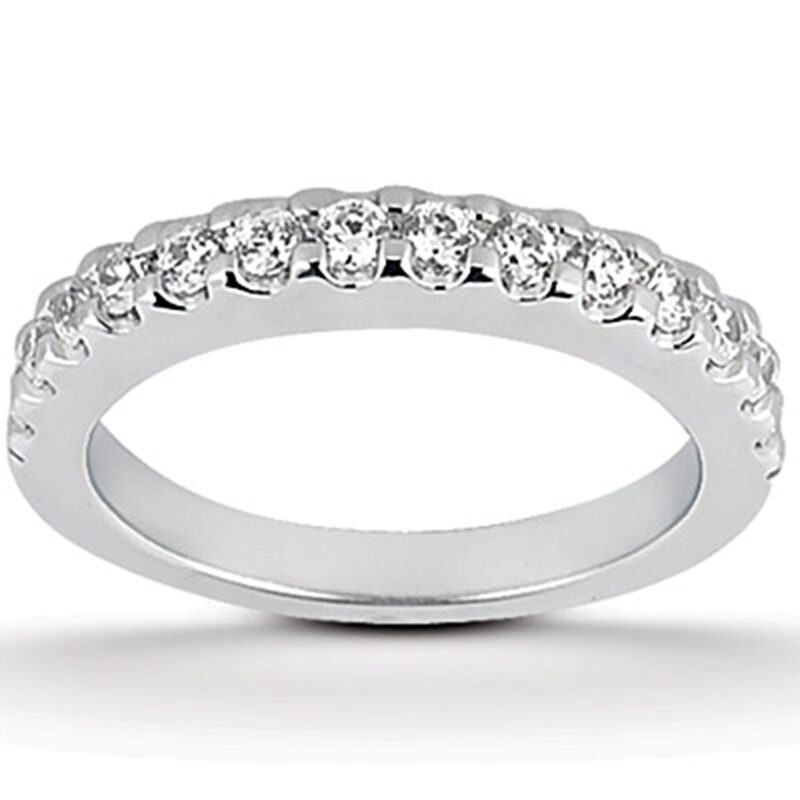 Shared Prong Diamond Wedding Ring Band 0.7 carat 3mm White Gold