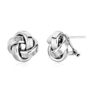 Large Love Knot Earrings Sterling Silver Polished (13mm)