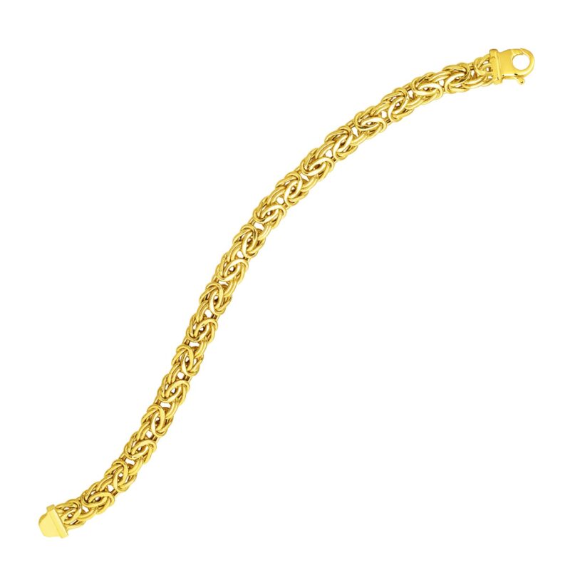 14k Yellow Gold Byzantine Link Stylish Bracelet 9 mm