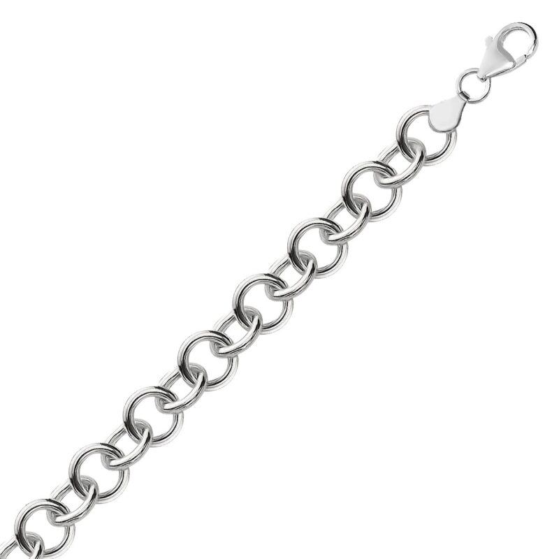 Sterling Silver Rolo Charm Bracelet Polished (8.15 mm)