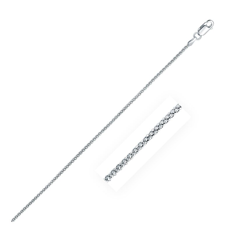 Sterling Silver Popcorn Chain Rhodium Plated (1.80 mm)