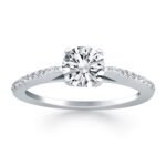 Diamond Cathedral Engagement Ring 14k Micro Prong White Gold