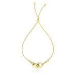 14k Yellow Gold Entwined Rings Adjustable Lariat Bracelet