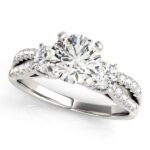 Split Shank Round Diamond Engagement Ring 2 carat 3 Stone White Gold