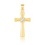 14k Two-Tone Gold Cross Pendant with a Center X Design