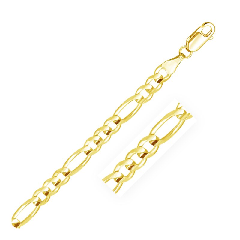 14k Yellow Gold Solid Figaro Link Chain Necklace 6 mm