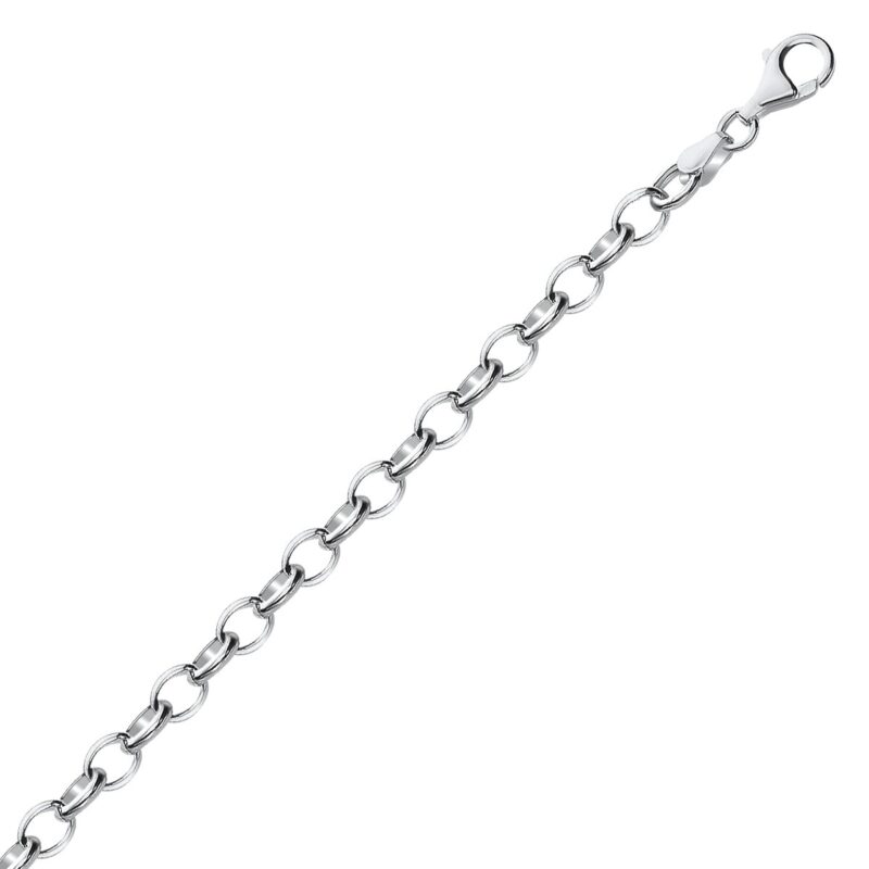 Sterling Silver Charm Bracelet Rhodium Plating Polished (5.10 mm)