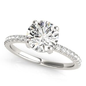 2.25 carat Diamond Engagement Ring with Scalloped Row Band 14k White Gold