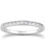 Channel Set Diamond Wedding Ring Band 1/3 Around 14k White Gold