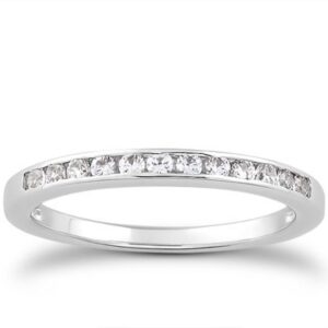 Channel Set Diamond Wedding Ring Band 1/3 Around 14k White Gold