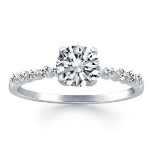 0.7 Carat Diamond Engagement Ring with Shared Prong Accents 14k White Gold