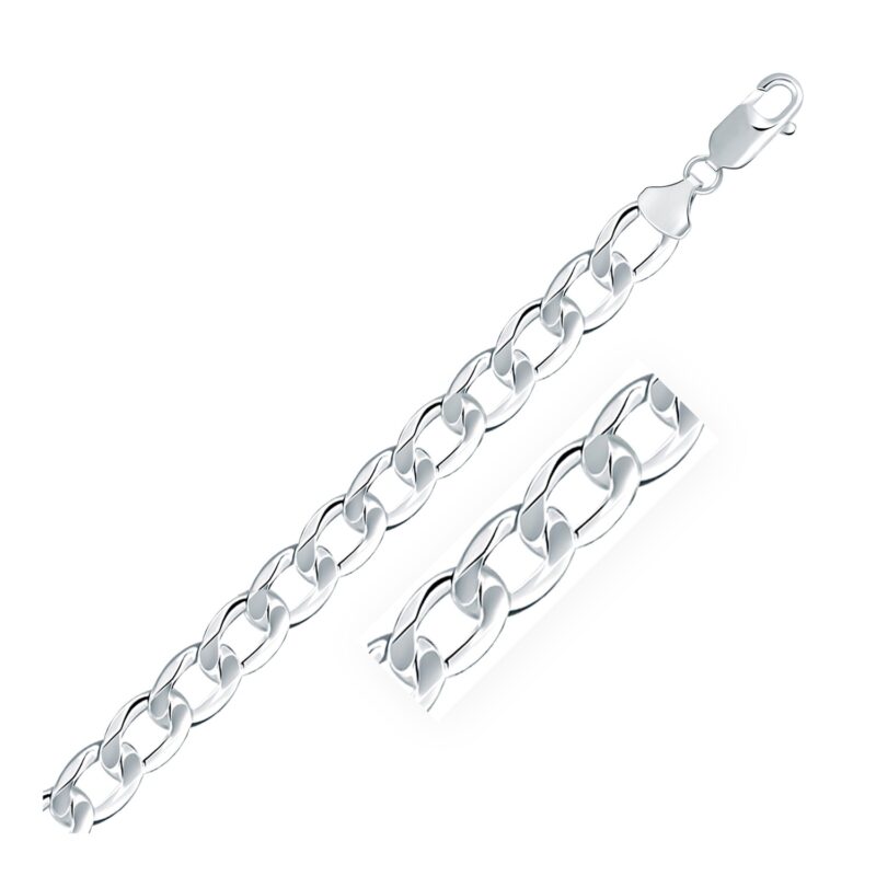 Sterling Silver Curb Style Chain Rhodium Plated (8.40 mm)