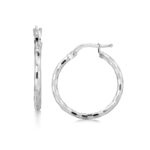 Sterling Silver Diamond Cut Hoop Earrings (2x20mm)