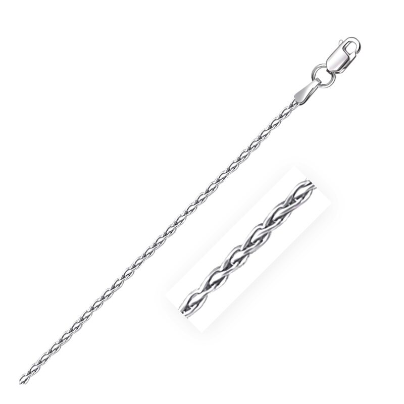Sterling Silver Wheat Chain Rhodium Plated (1.50 mm)