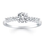 Shared Prong Accent Diamond Engagement Ring 14k White Gold