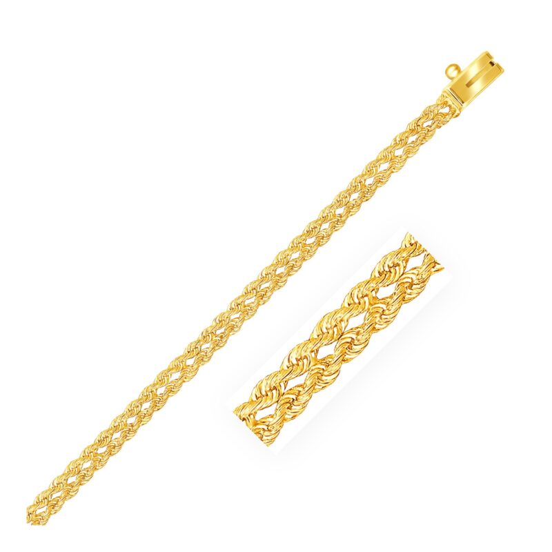 14k Yellow Gold Two Row Rope Bracelet (3.40 mm)
