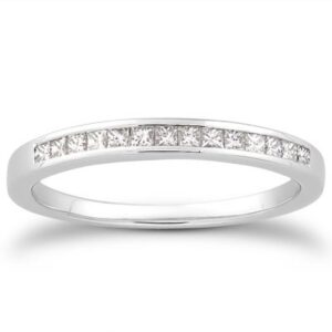 Channel Set Princess Cut Diamond Wedding Ring Band 14k White Gold