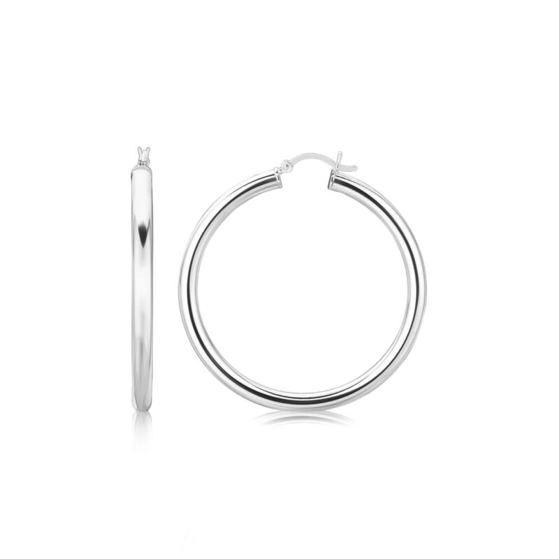 Sterling Silver Thick Large Hoop Earrings (4x40mm)