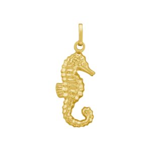 14K Yellow Seahorse Charm Pendant Gold Polished