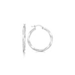 Sterling Silver Polished Spiral Motif Hoop Earrings (3x25mm)