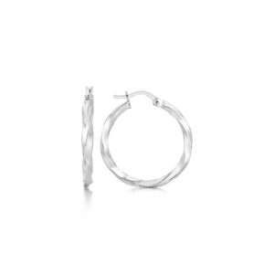 Sterling Silver Polished Spiral Motif Hoop Earrings (3x25mm)