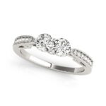Two Stone Diamond Ring With Milgrain Design 3/4 carat 14k White Gold