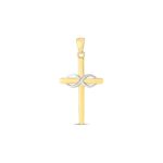 1.50 inch Cross Pendant 14k Yellow White Gold Diamond Cut