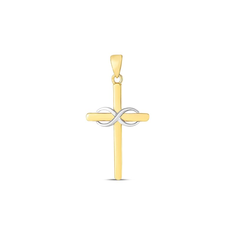 1.50 inch Cross Pendant 14k Yellow White Gold Diamond Cut