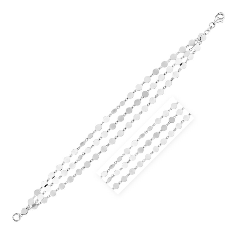 Sterling Silver Three Strand Mirror Link Bracelet (4 mm)