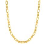 Rounded Rectangular Link Necklace with Round Links in 14k Yellow Gold