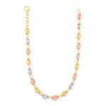 14k Tri Color Gold Puffed Mariner Link Chain Necklace 4.9 mm
