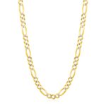 14K Yellow Gold Solid Pave Figaro Chain Necklace 5.9 mm