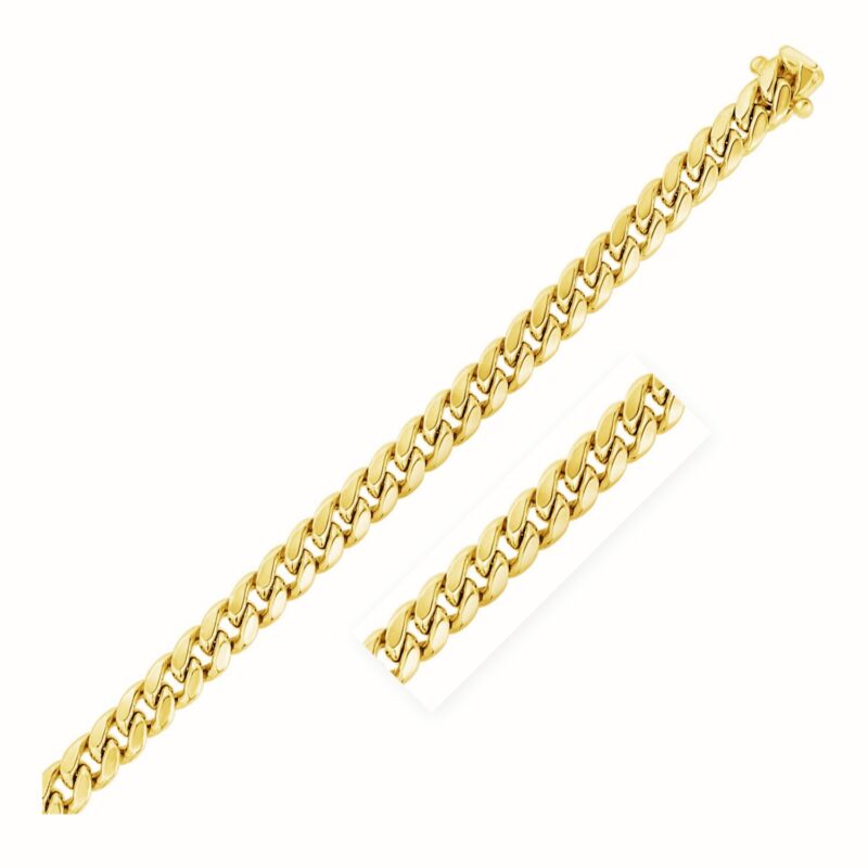 10k Yellow Gold Semi Solid Miami Cuban Chain Necklace 7.25mm