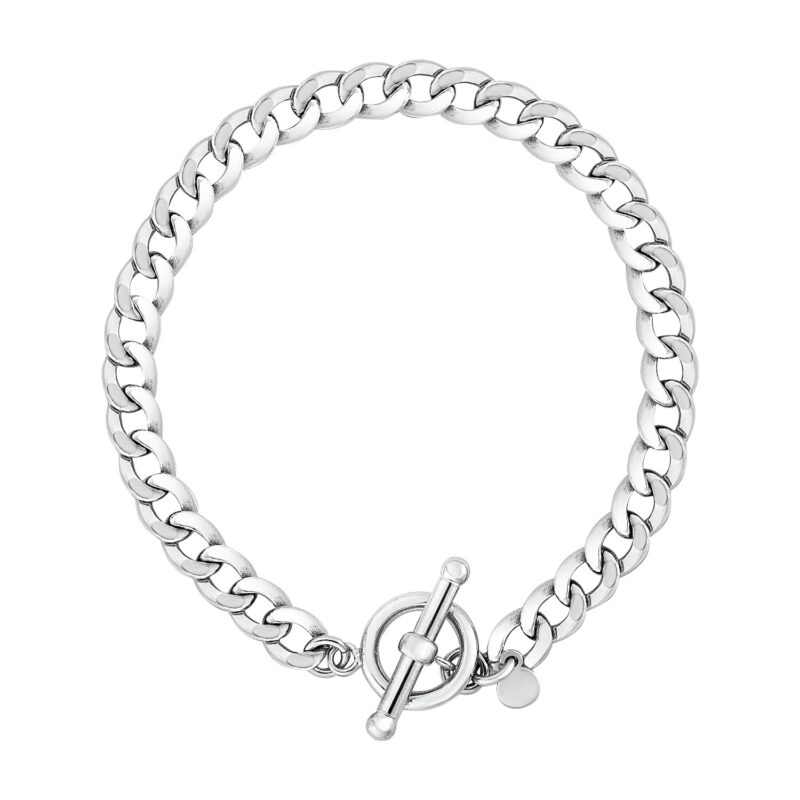 Sterling Silver Polished Wide Link Toggle Bracelet (6 mm)