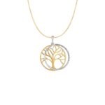 14k Gold Tree of Life Pendant Neclace Two Layer Two Tone