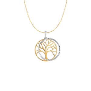 14k Gold Tree of Life Pendant Neclace Two Layer Two Tone