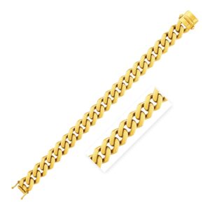 14k Yellow Gold Curb Chain Bracelet 8 1/2 inch Wide Polished (13.50 mm)