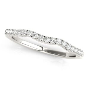 Wave Diamond Wedding Band 1/5 Carat 14k White Gold
