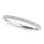 14k White Gold Scallop Pave Set Diamond Wedding Ring 1/8 carat