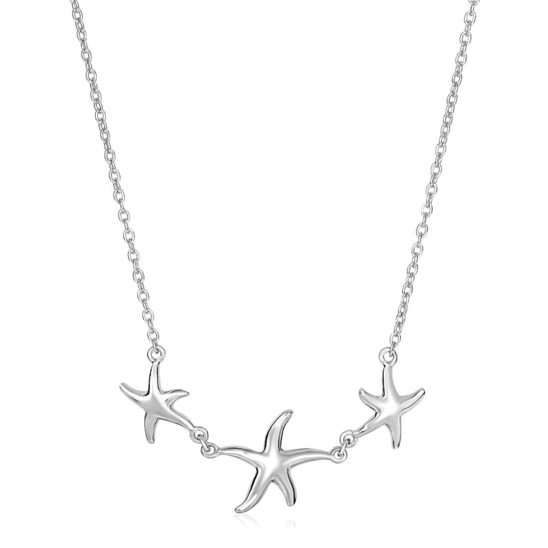 Sterling Silver Three Starfish Necklace