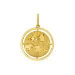14K Yellow Gold Lucky Symbols Disc Charm Pendant
