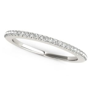 Diamond Wedding Band 1/8 carat 14k White Gold Pave Scallop Setting
