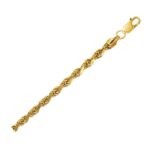 10K Yellow Gold Hollow Diamond Cut Rope Chain Necklace 4 mm