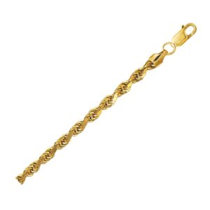 10K Yellow Gold Hollow Diamond Cut Rope Chain Necklace 4 mm