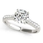 Round Cut Diamond Engagement Ring 1 5/8 carat 14k White Gold