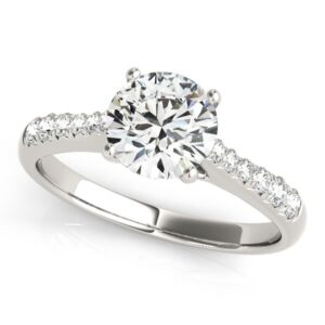 Round Cut Diamond Engagement Ring 1 5/8 carat 14k White Gold