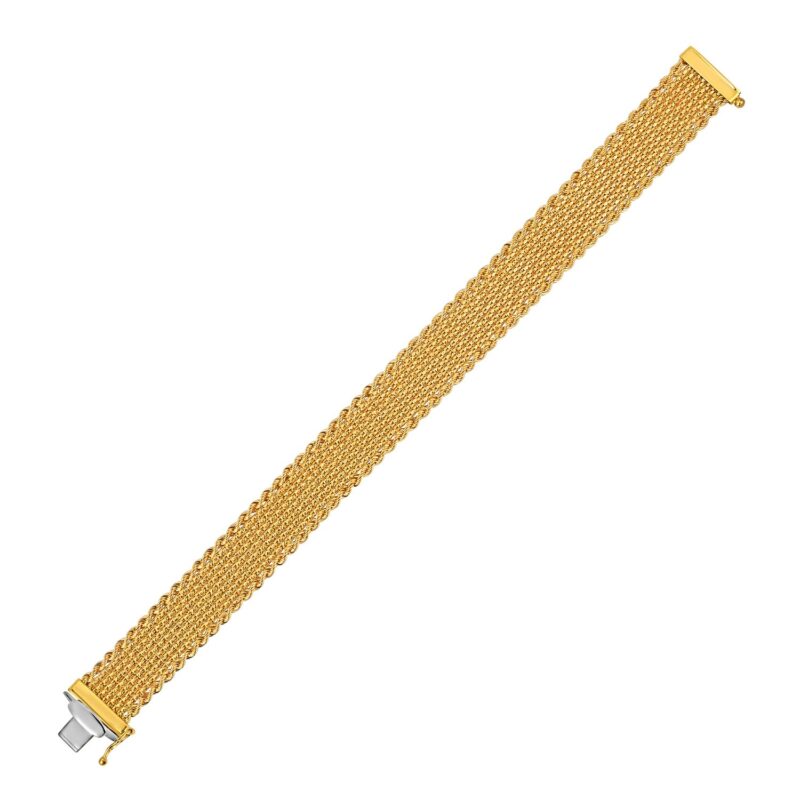 14K Gold Cleopatra Bracelet Diamond Cut Mesh