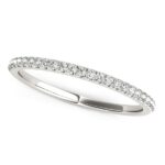 14k White Gold Diamond Wedding Band Pave Setting 1/8 cttw